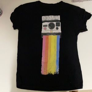 Colorful polaroid black T-shirt